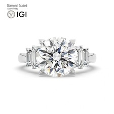 Round Solitaire Labgrown Diamond Engagement Ring 14k White Gold 6.60 Ct