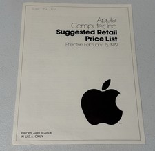 Apple Computer Print February 1979 Suggested Retail Price List Vintage Nice