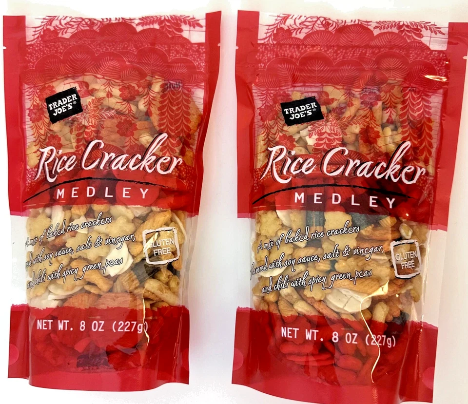 Paquete de 3 bocadillos galletas de arroz Trader Joe's mezcla medley sin gluten 8 oz cada bolsa Foto 2 de 4
