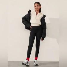 Athleta GIRL XL / 14 Altitude Edge STASH Legging Tight ARTIC FLEECE Black