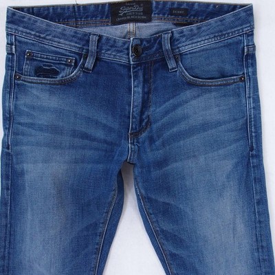 Herrens SuperDry SKINNY Slim Elasthan Blau Jeans W32 L32