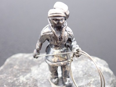 1968 Swedish Pewter Sámi Reindeer Herder Figurine MGAB Three Crowns Hallmark