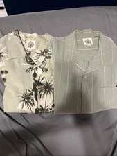 Paradise Collection Mens L Silk Hawaiian Floral Shirt Button Up Shirt Lot Of 2