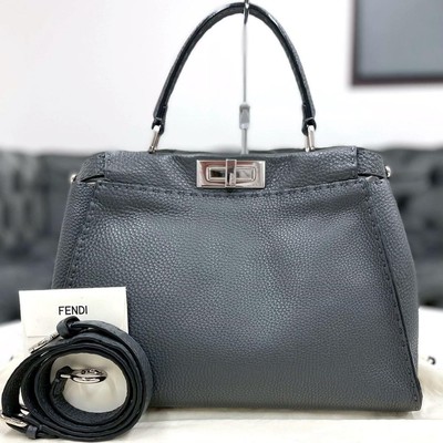 Fendi Peekaboo Asphalt Gray 2-way Cuoio Roma #PC3HD4