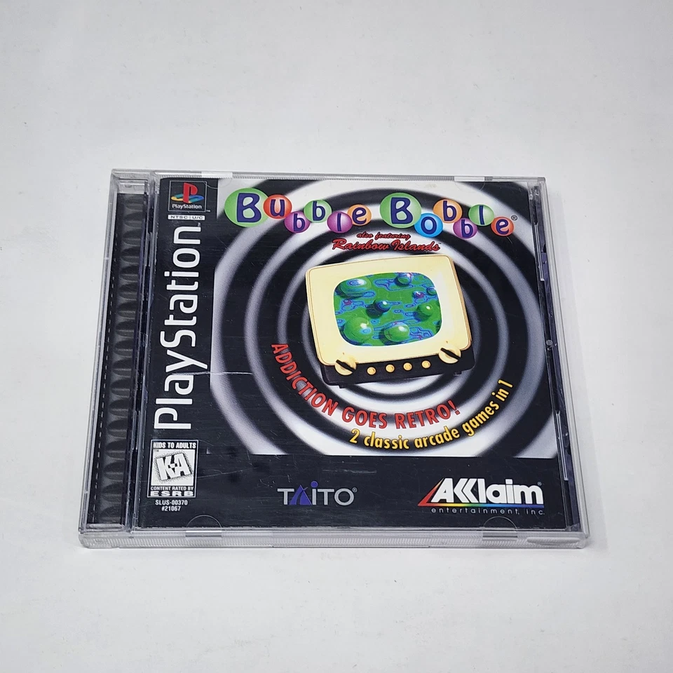 Bubble Bobble: Feat. Rainbow Islands (Playstation PS1) CIB w/ Reg Card - Tested - Image 2 of 4
