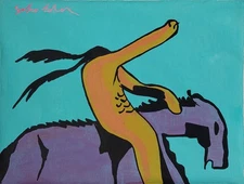Fritz Scholder Signed Postmodern Painting on Canvas Native American Pop Art