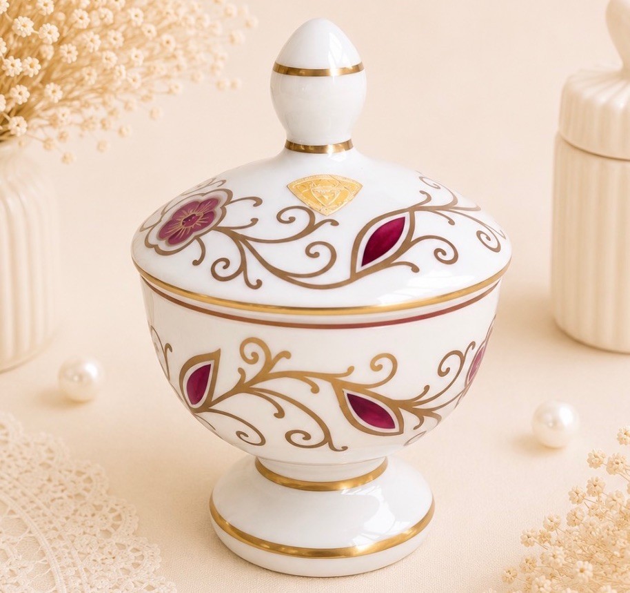 VINTAGE BOHEMIAN CUT-TO-CLEAR CRANBERRY CASED GLASS LIDDED CANDY DISH-MINT