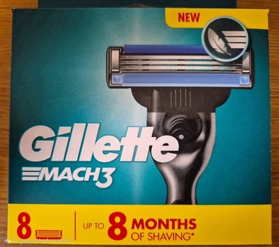 Gillette Mach 3 Rasierklingen 8er PACK - 100% ORIGINAL - NEU UND VERSIEGELT - KOSTENLOSER VERSAND