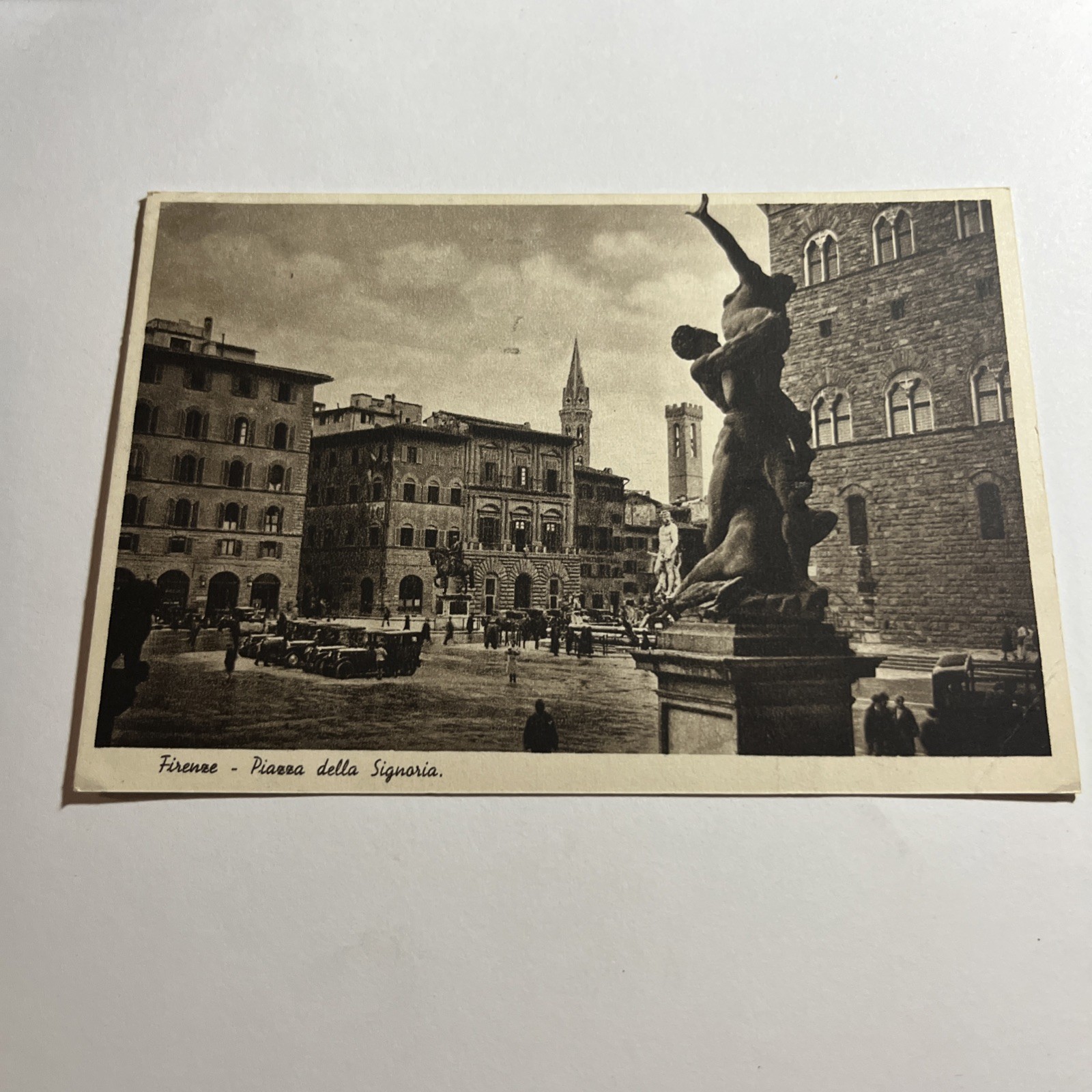 CARTOLINA BIANCO E NERO - COLLEZIONE - FIRENZE PIAZZA DELLA SIGNORIA - DEL 1938