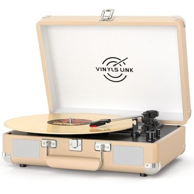 VINYLSLINK Bluetooth Vinyl Record Player with Treble & Bass Adjustment, 