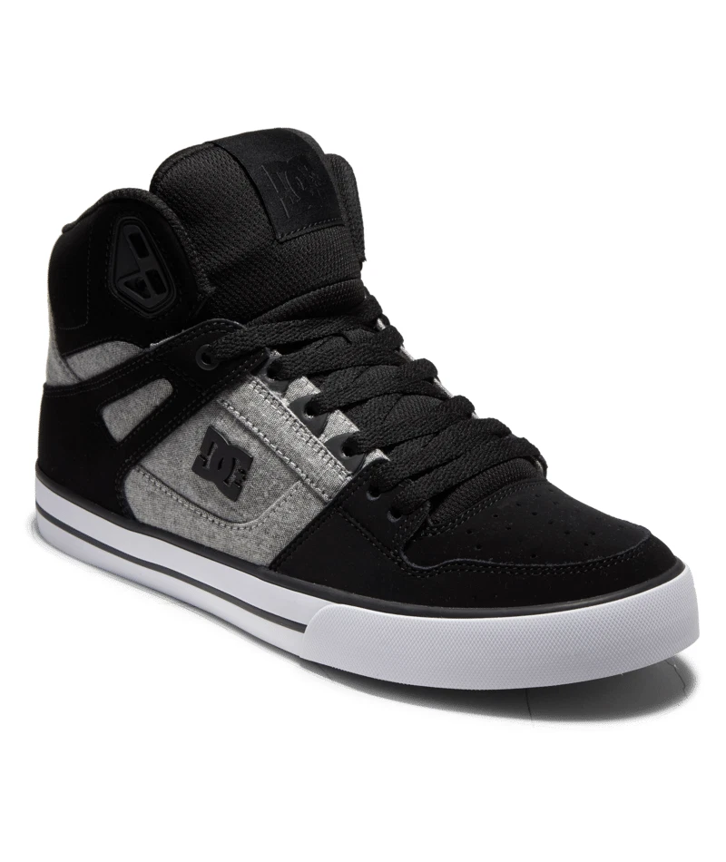 DC SHOES MENS PURE WC HIGH TOPS.NEW BOXED LEATHER HI BLACK GREY SHOES BOOTS S26