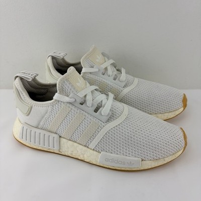Adidas NMD R1 Men s White Gum Boost Running Sneakers Size 8 Missing Insoles