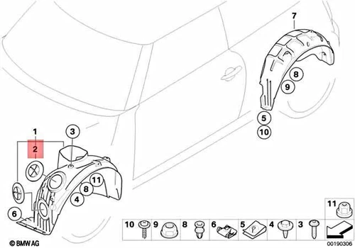 NEW MINI CLUBMAN R55 LID WHEELHOUSE COVER 51772751776 ORIGINAL - Picture 2 of 4