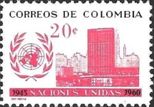 Timbre ONU Architecture Colombie 587 ** (68820DZ)