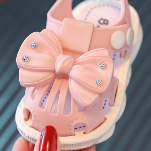 Baby Girls Infants Sandals Soft Sole Shoes Newborn Toddler Bow Slippers Summer - Picture 5 of 16