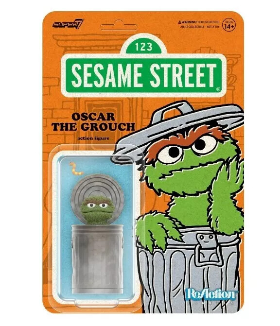 Oscar The Grouch Sesame Street 1,2,3 Super 7 Reaction Action