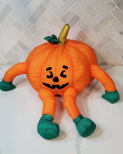 Vintage Toy-O-Rama Nylon Orange Halloween Jack-o-lantern Plush Toy 14"