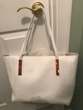 Ted Baker Large Pebbled Leather White Tote & Rosegold "nwt"
