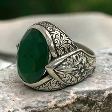 Onyx Gemstone With 925 Sterling Silver Groom Ring For Men's #AL798