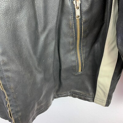 Vintage 90s Y2K Arizona Faux Leather Racing Stripe Full Zip Jacket