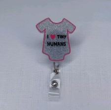 Labor Delivery Nurse Badge Reel Swivel Clip Holder Glitter Acrylic