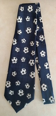 A. Rogers Soccer Ball Dark Blue Tie Vtg 1997 Novelty Necktie Poly