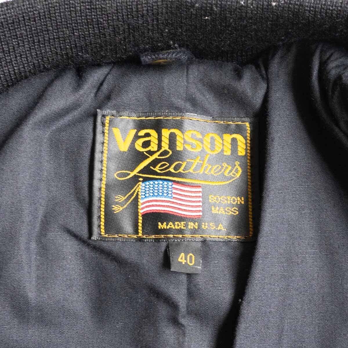 VANSON TJV All Leather Stadium Jacket Men's Size 40 Red Black Used