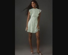 New women's XS Maeve x Anthropologie mock-neck mini lace dress Moss Green