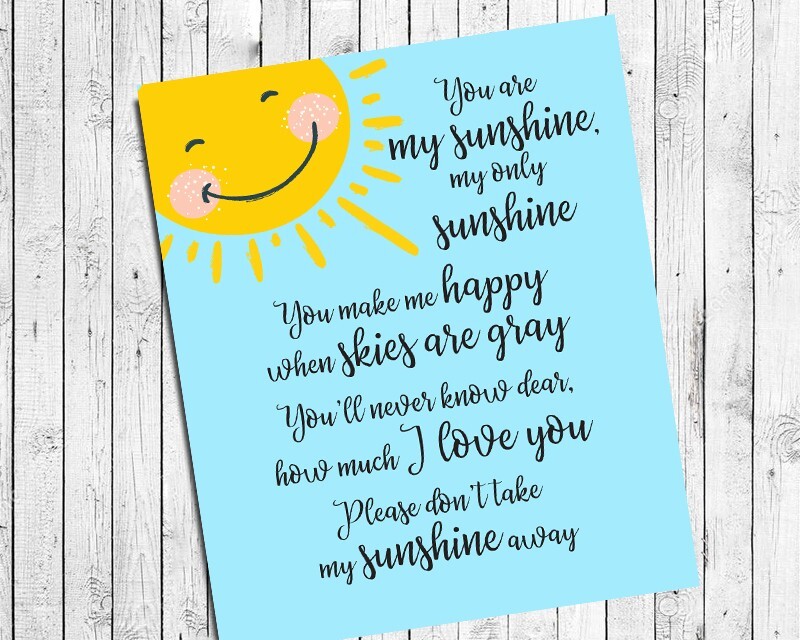 You are my sunshine home decor print 8x10 cardstock print only no