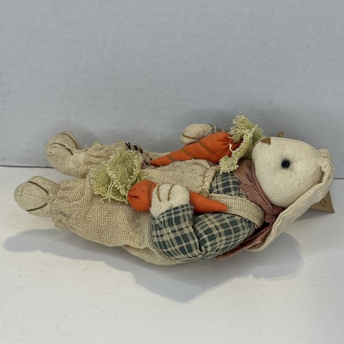 Cranbury Crafts Rabbit Gardening Bunnies Farmer Overalls Carrots Bunny Plush - Picture 2 of 17