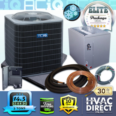 ACiQ 3 Ton 14.3 SEER2 Central AC Air Conditioner & 17.5'' Coil System Install Kit