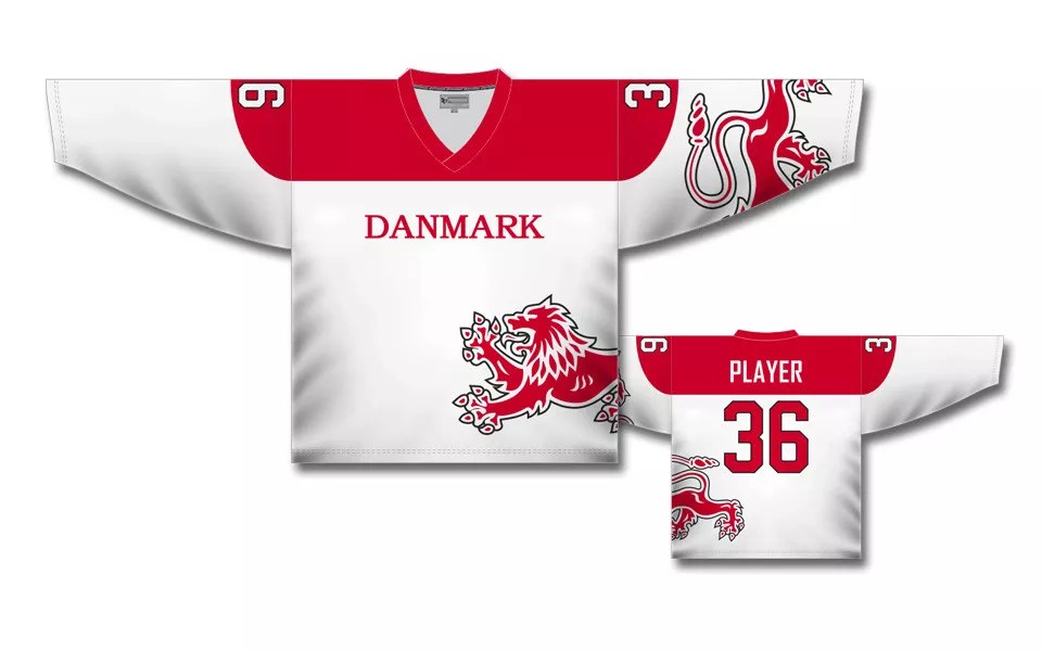 Team Denmark 2017 White Ice Hockey Jersey Custom Name and Number