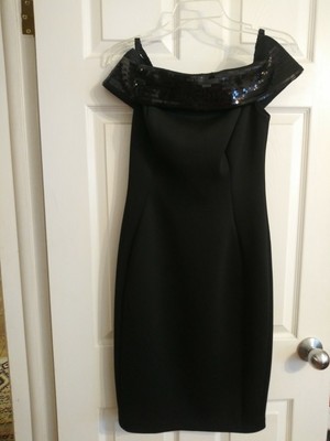 calvin klein off the shoulder sateen dress