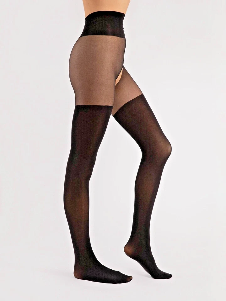 Fiore Twilight 40DEN Ouvvert Strumpfhose Schwarz S-XL Schritt offen Damen Nylons - Bild 4 von 4