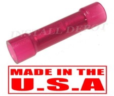 100 RED BUTT CONNECTORS WIRE SPLICE CONNECT ELECTRICAL TERMINALS 22-18 AWG USA