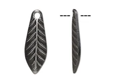 144 Shiny Black Oxide Plated Brass 11x4mm Curved Leaf Drop Charms *