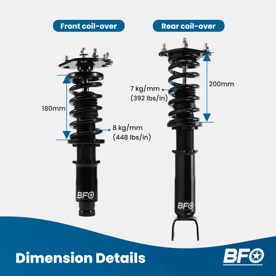 Coilovers Suspension Set For Honda Prelude 1992-2001 Adj. Height Struts Springs - Image 3 of 4