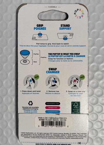 PopSockets Phone Grip Stand Soft Waves POPGRIP Popsocket - Picture 2 of 2