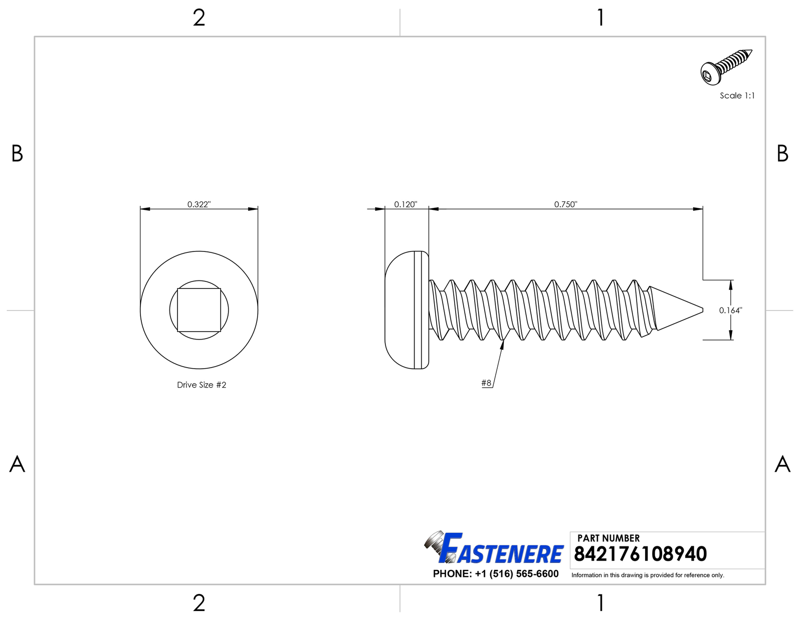 Fastenere #8 X 3/4" Slotted Oval Head Sheet Metal Screws - Stainless Steel (Qty 25)