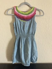 Euro Brand Name it Girls Uk 8-9 Years Denim  Embroidered Dress US 9 #14