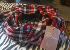 Basha Accessories Infintiy Scarf One Size Fits  All Beautiful Red Plaid New 