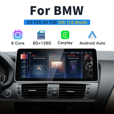 12.3'' CarPlay Android Touchscreen Navi GPS BT für BMW X3 F25 X4 F26 2011-2013