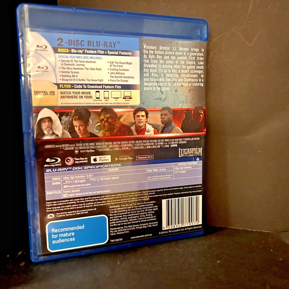 Star Wars: Episode VII - The Force Awakens Blu-ray  Digital HD 2015 RABC VGC - Image 2 of 4