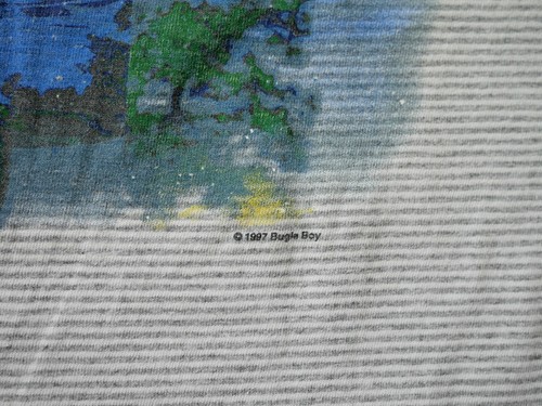 Vintage Bugle Boy Surf Skateboard Snowboard Gray Striped 90s T Shirt Size Large - Picture 5 of 8