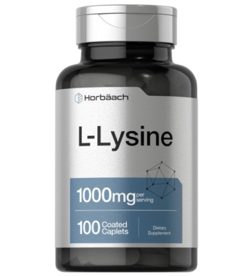 L-Lysine Double Strength 1000 mg 100 Tablets Gluten Soy Lactose Wheat Free Form