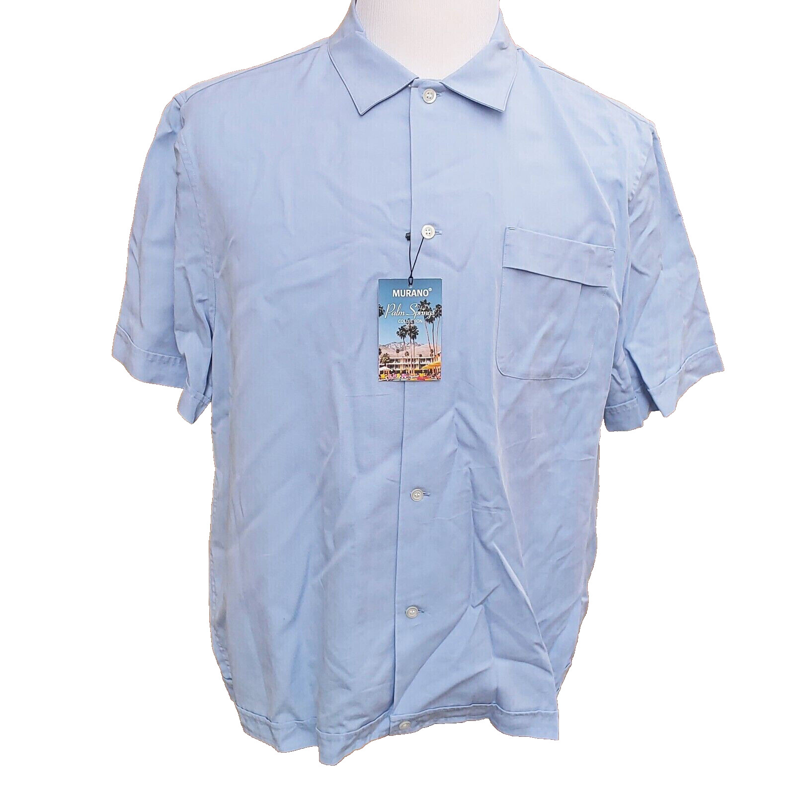 Мужская рубашка на пуговицах Murano Slim Fit из коллекции Palm Springs светло-голубого цвета Sz L