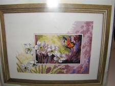 CROSS STITCH BUTTERFLY AND FLOWERS KIT... AIDA