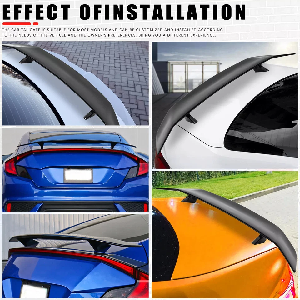 For Hyundai Sonata Sedan Glossy Black 46" Car Rear Trunk Spoiler Lip Wing Racing - Image 3 of 4