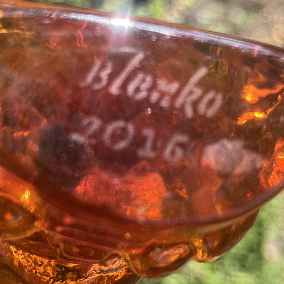 GLOWING Blenko Santa Paperweight 4.5”X 2.5” Tangerine Amber 2016 eBay