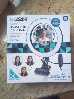 NIZONI 3-Mode USB Selfie Ring Light Multi-Function Wired Controller NEW IN BOX